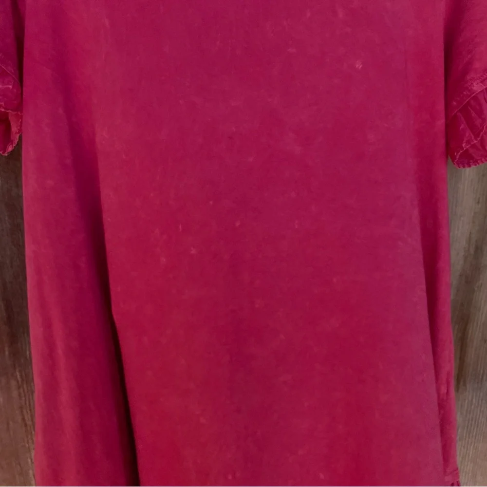 Altar'd State Ruffled Hem Short Sleeve Pink Top.  Size Large - Picture 5 of 15